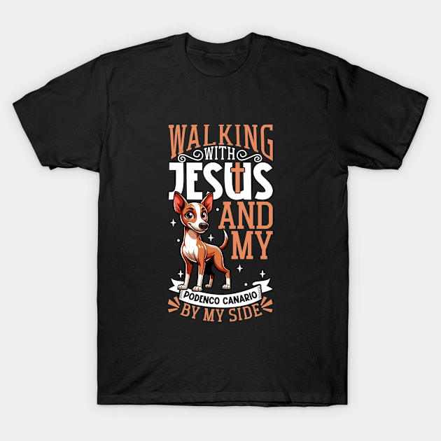 Jesus and dog - Podenco Canario T-Shirt by Modern Medieval Design